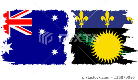Guadeloupe and Australia grunge flags connection vector Guadeloupe and Australia grunge flags connection vector 126870056