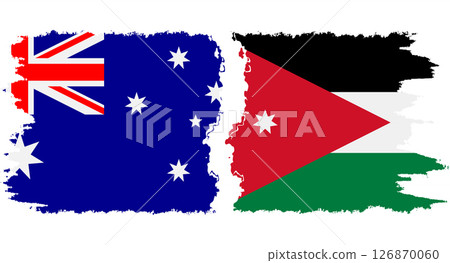 Jordan and Australia grunge flags connection vector 126870060
