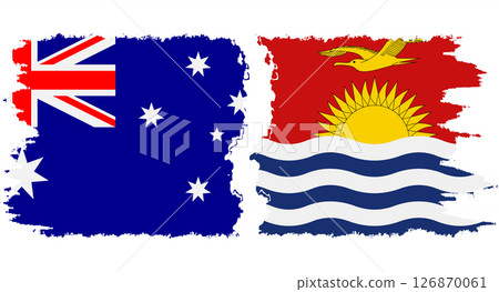 Kiribati and Australia grunge flags connection vector 126870061