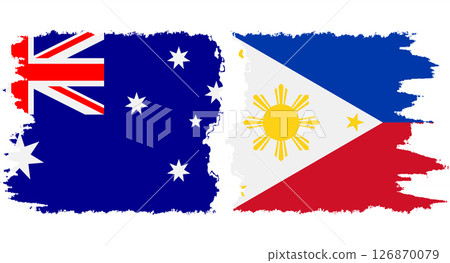 Philippines and Australia grunge flags connection vector 126870079