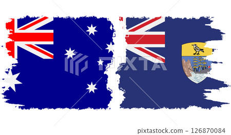 Saint Helena and Australia grunge flags connection vector 126870084