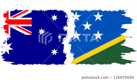 Solomon Islands and Australia grunge flags connection vector Solomon Islands and Australia grunge flags connection vector 126870089