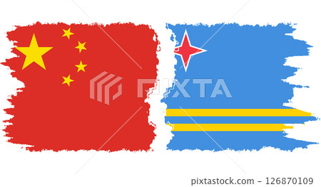 Aruba and China grunge flags connection vector Aruba and China grunge flags connection vector 126870109