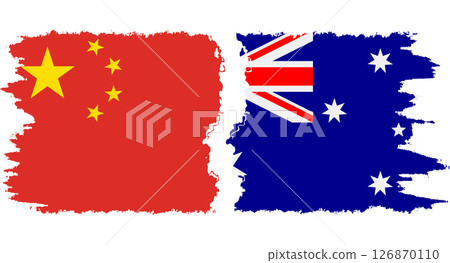 Australia and China grunge flags connection vector 126870110