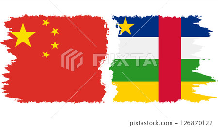 Central African Republic and China grunge flags connection vecto Central African Republic and China grunge flags connection vecto 126870122