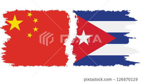 Cuba and China grunge flags connection vector 126870129