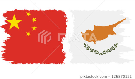 Cyprus and China grunge flags connection vector Cyprus and China grunge flags connection vector 126870131