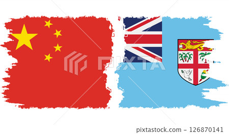Fiji and China grunge flags connection vector Fiji and China grunge flags connection vector 126870141