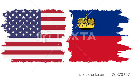 Liechtenstein and USA grunge flags connection vector Liechtenstein and USA grunge flags connection vector 126870207