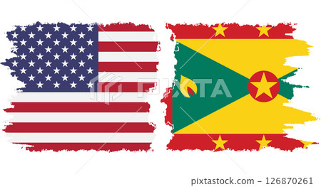 Grenada and USA grunge flags connection vector Grenada and USA grunge flags connection vector 126870261