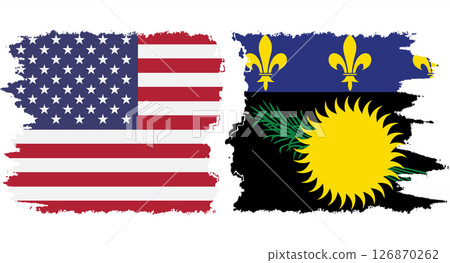 Guadeloupe and USA grunge flags connection vector 126870262