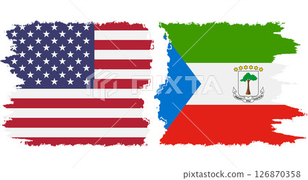 Equatorial Guinea and USA grunge flags connection vector 126870358
