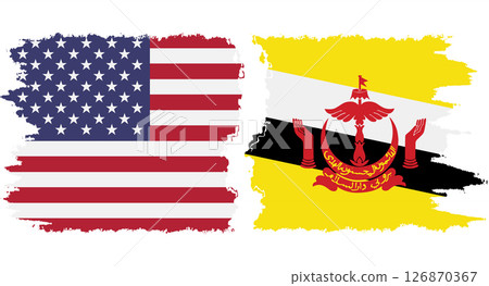 Brunei and USA grunge flags connection vector 126870367