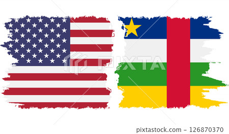 Central African Republic and USA grunge flags connection vecto 126870370