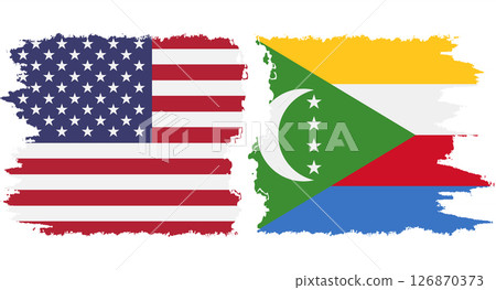 Comoros and USA grunge flags connection vector Comoros and USA grunge flags connection vector 126870373