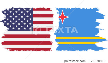 Aruba and USA grunge flags connection vector 126870410