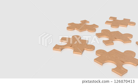 The Wood Jigsaw on white Background 3d Rendering. The Wood Jigsaw on white Background 3d Rendering. 126870413