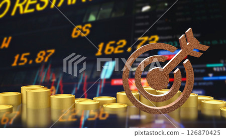 The Blue eye target and gold coins for Business concept 3d Rendering. 126870425