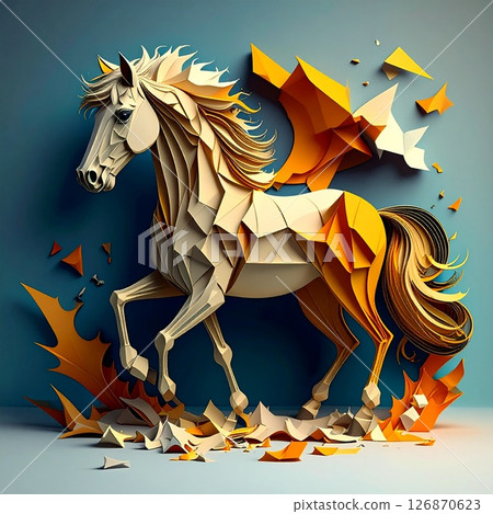 馬素材插圖新年賀卡 126870623