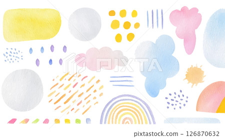 Various watercolor patterns. Weather image decoration material set 126870632