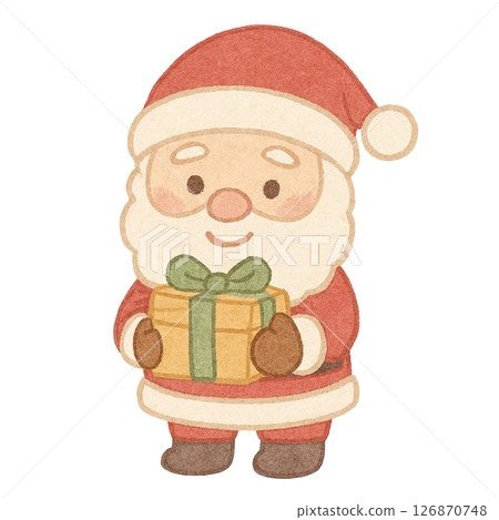 [Christmas] Illustration of Santa holding a present 126870748