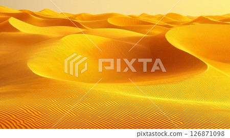 Serene Abstract Landscape of Rippled Sand Dunes Under Soft Golden Light 126871098