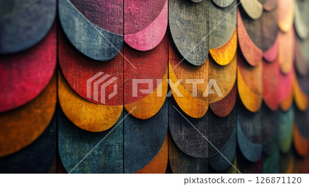 Colorful Mosaic Design with Abstract Waves and Textured Surface for Artwork Inspiration 126871120