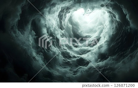 Dramatic Swirling Clouds with Bright Light in the Center, Abstra 126871200