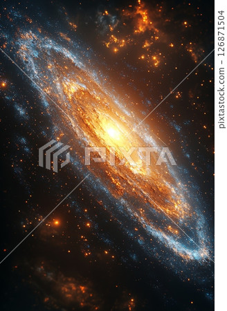 Vibrant Hypnotic Galaxy with Deep Blue Background and Illuminating Stars 126871504