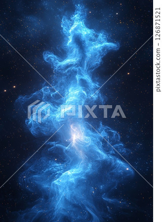 Futuristic Peaceful Space Scenery with Glowing Blue Ethereal Clouds and Stars Futuristic Peaceful Space Scenery with Glowing Blue Ethereal Clouds and Stars 126871521
