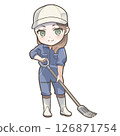 [Commercial use allowed!] 17-SD illustration of a Japanese woman in a dairy farm holding a fork 1-related to agriculture, dairy farming, milk, etc. 126871754