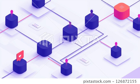 Abstract Illustration of Customer Journey Concept with Modern Digital Icons and Network Connections 126872155