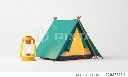 Essential Adventure Equipment for Camping and Climbing - Tent and Lantern for Outdoor Enthusiasts Essential Adventure Equipment for Camping and Climbing - Tent and Lantern for Outdoor Enthusiasts 126872634