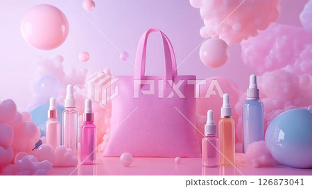 cosmetic bottle containers with flowers 126873041