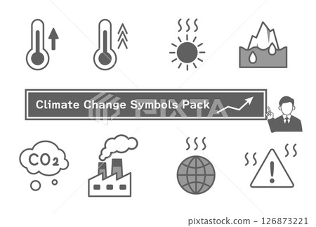 Climate change and environmental issues icon set Climate change and environmental issues icon set 126873221
