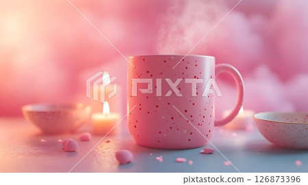 Pastel background 3D mockup of a whimsical mug on a pastel platform with floating diffuser steam, skincare tubes, and soft ambient sparkles Beauty and Wellness Themes Translated into Decor Whimsical	 Pastel background 3D mockup of a whimsical mug on a pastel platform with floating diffuser steam, skincare tubes, and soft ambient sparkles Beauty and Wellness Themes Translated into Decor Whimsical	 126873396