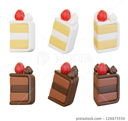 Strawberry piece of Cake 3D Icon Strawberry piece of Cake 3D Icon 126873550