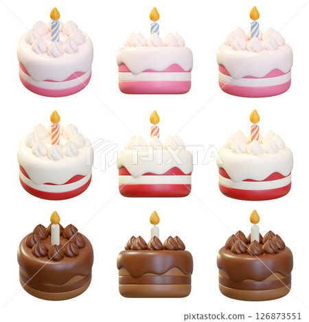 Birthday Cake Set 3D Graphic 126873551