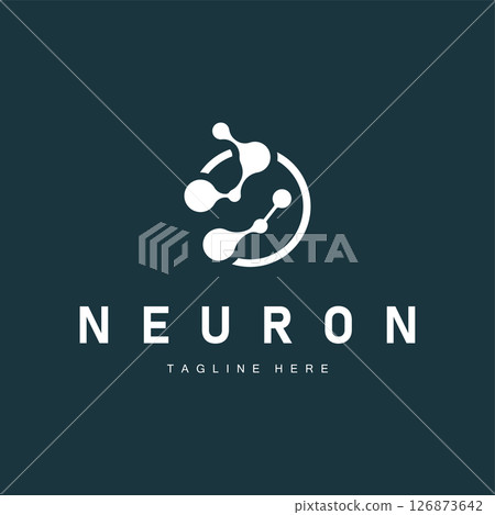 minimalist neuron logo design with cell silhouette dna neuron atom illustration symbol template minimalist neuron logo design with cell silhouette dna neuron atom illustration symbol template 126873642