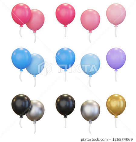 balloons of different colors 3D Graphic 126874069