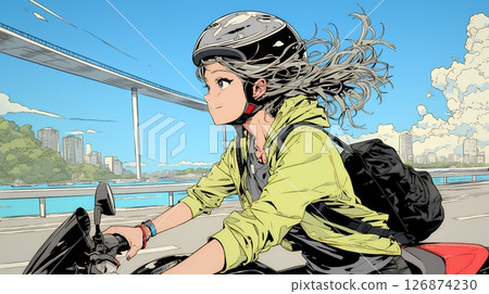 年輕女子騎自行車 126874230