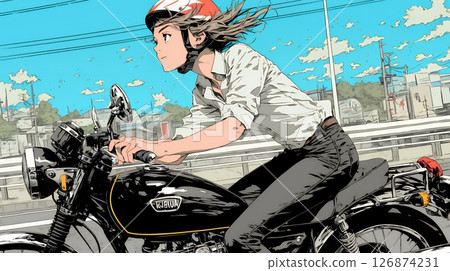 Young woman riding a bike 126874231