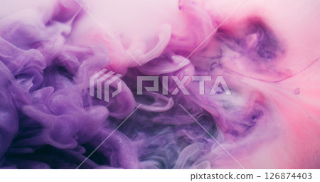 Smoke blend. Haze flow. Purple pink white swirl color stream. Paint mixing art splash defocused abstract background floating wave. Smoke blend. Haze flow. Purple pink white swirl color stream. Paint mixing art splash defocused abstract background floating wave. 126874403