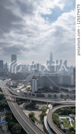 June 1 2025 Modern Cityscape View with Skyscrapers and Highway 126874479
