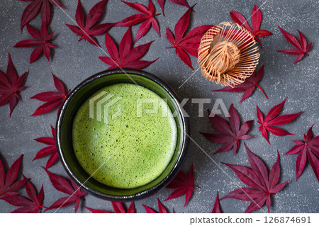 Japanese tea ceremony with autumnal themes Japanese tea ceremony with autumnal themes 126874691