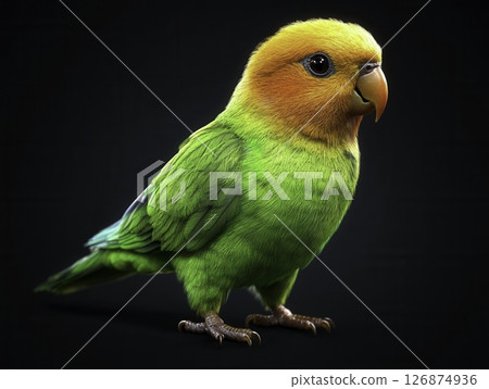Brightly Colored Parrot Perched on a Surface with Dark Background 126874936
