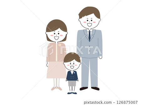 父母和男孩參加小學入學典禮的插圖 126875007