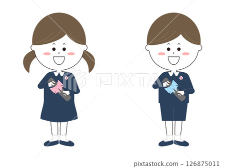 Illustration of men and women at the graduation ceremony 126875011