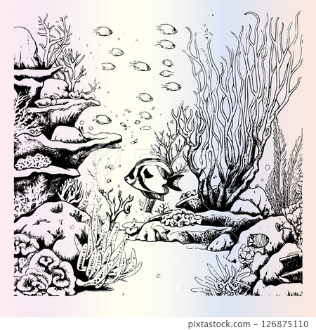 Underwater Scene Coloring Pages for Kids 126875110