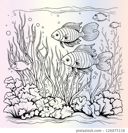 Underwater World Coloring Pages Drawing For Kids 126875116